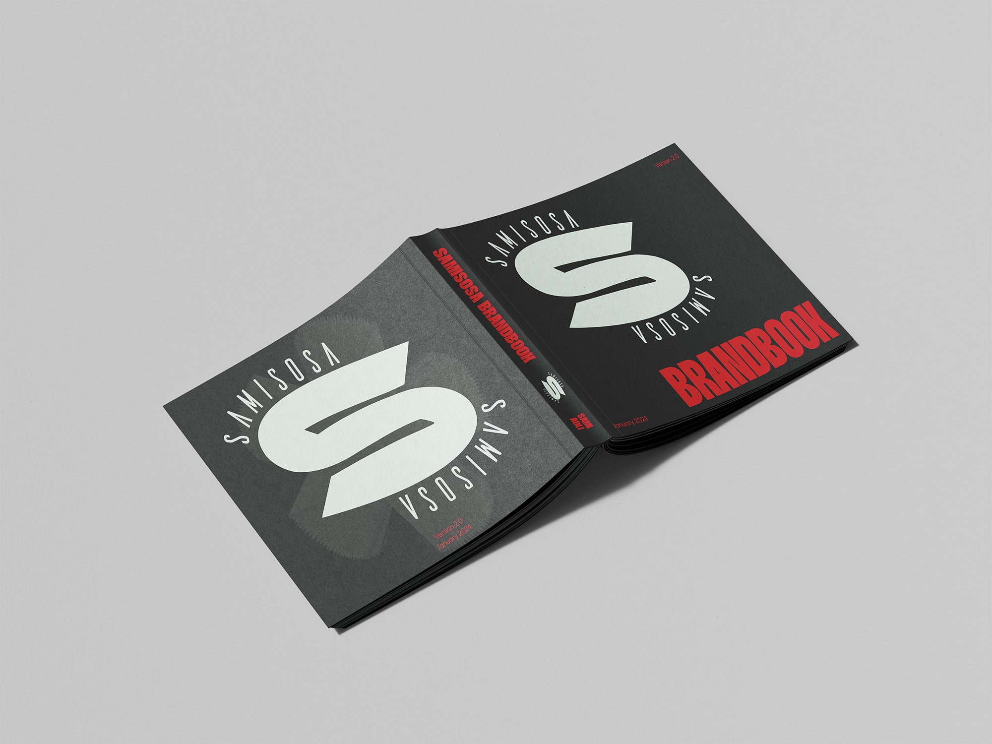 Image displaying the front and back cover of SamiSosa brandbook