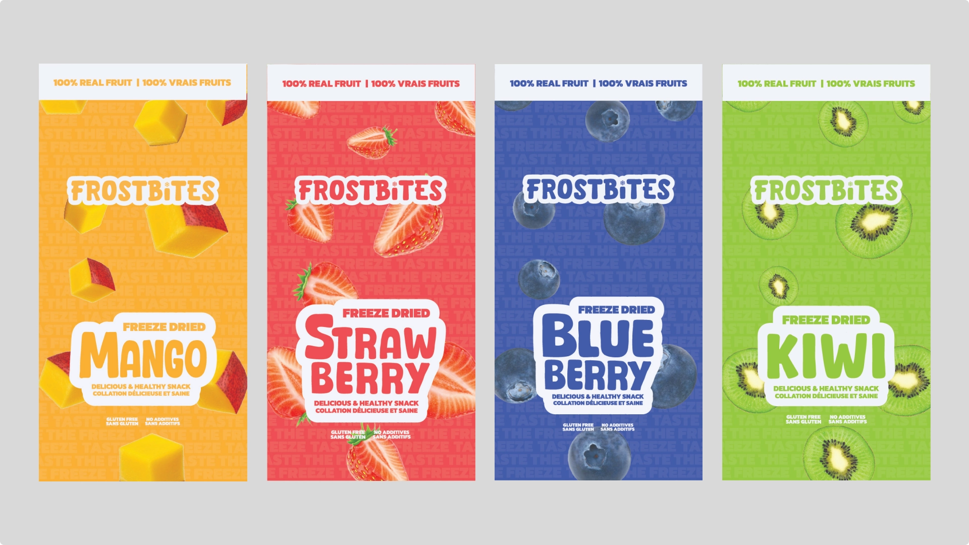 4 flat designs of different fruits