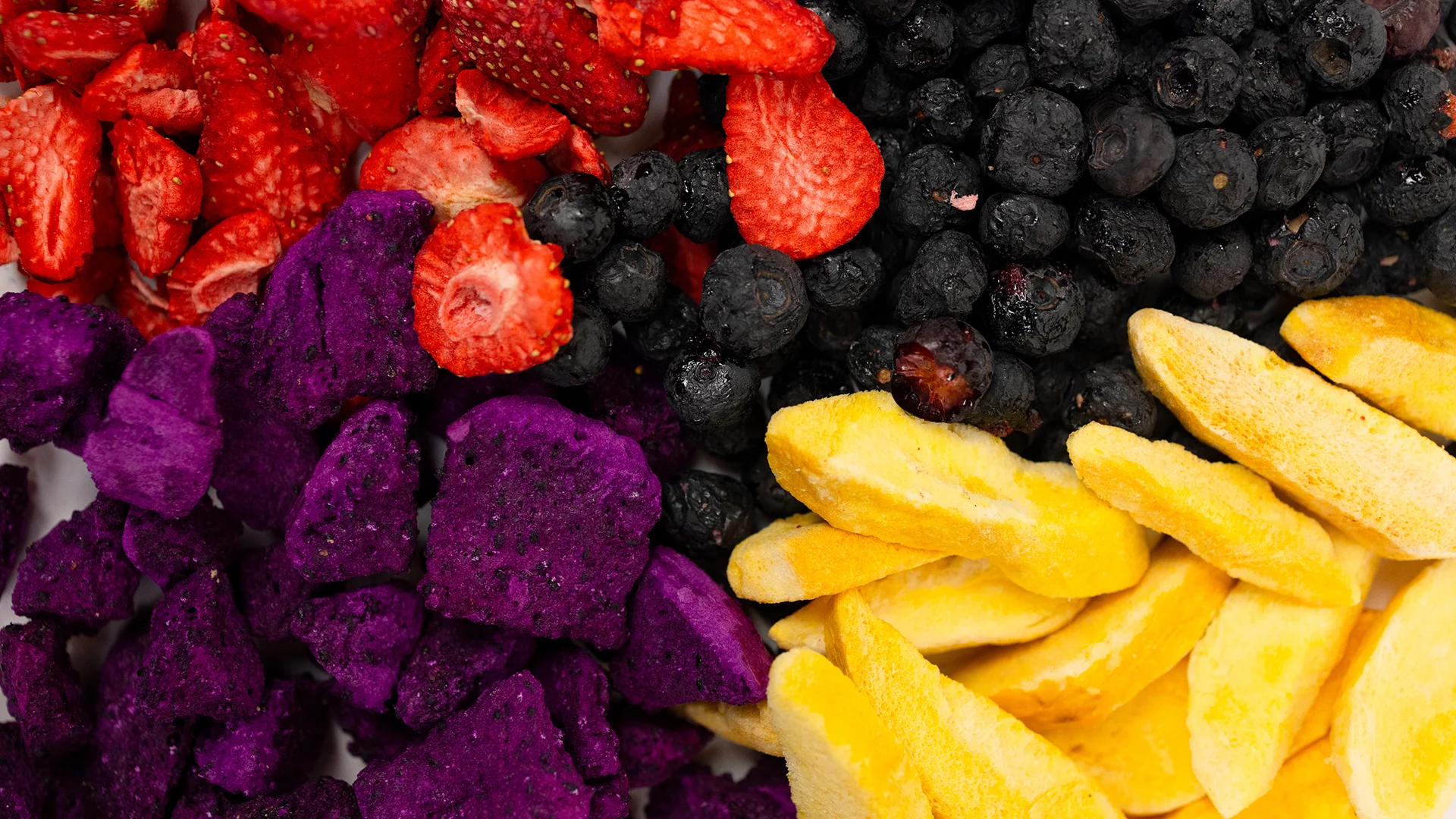 Scattered freeze dried fruits